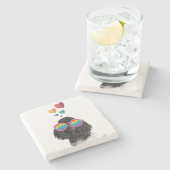 Dessous-de-verre En Pierre Poodle Dog with Hearts Saint-Valentin (Côté)