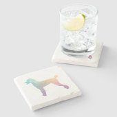 Dessous-de-verre En Pierre Poodle Geo Silhouette Pastel (Côté)