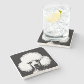 Dessous-de-verre En Pierre Poodle Retro Chic Pop Art (Côté)