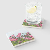 Dessous-de-verre En Pierre Poppies roses (Côté)