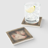 Dessous-de-verre En Pierre Porcelets curieux (Côté)