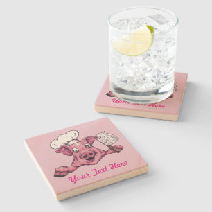 Dessous-de-verre En Pierre Porcin l'art drôle maniaque d'original de porc de