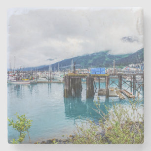 Dessous-de-verre En Pierre Port de Whittier en Alaska