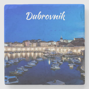 Dessous-de-verre En Pierre Port et murs de Dubrovnik illuminés la nuit