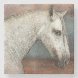 Dessous-de-verre En Pierre Portrait de Cheval Andalou Gris Dappé