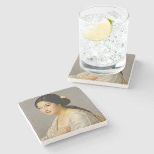 Dessous-de-verre En Pierre Portrait de femme d'art fin "Yuki Mori"