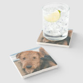 Dessous-de-verre En Pierre Portrait d'un Airedale Terrier (Côté)