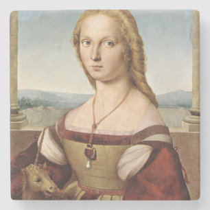 Dessous-de-verre En Pierre Portrait d'une dame avec une licorne (par Raphael)