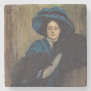 Dessous-de-verre En Pierre Portrait d'une dame en bleu (Raimundo de Madrazo)