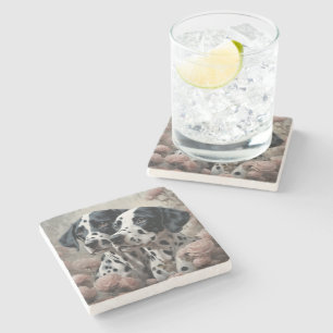 Dessous-de-verre En Pierre Portraits de races de chiens de fleurs 4