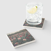 Dessous-de-verre En Pierre Posavasos flores rosas (Côté)