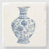 Dessous-de-verre En Pierre Pot à Chinoiserie Toile De Jouy (Devant)
