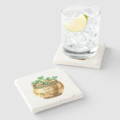 Dessous-de-verre En Pierre Pot vert de trèfles de la Saint-Patrick   (Côté)