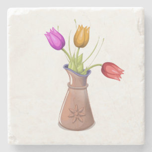 Dessous-de-verre En Pierre Pots de fleurs
