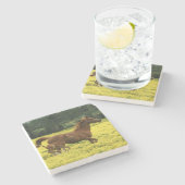 Dessous-de-verre En Pierre Poulain Arabe et jument fonctionnant (Côté)