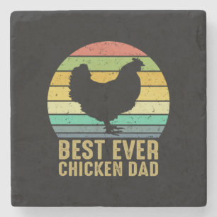 Dessous-de-verre En Pierre Poulet Art Meilleur Jamais Poulet Papa