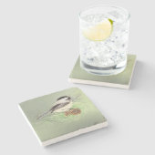 Dessous-de-verre En Pierre Poulet d'aquarelle dans Pine Tree Bird Nature Rt (Côté)