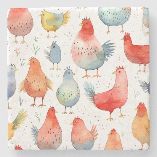 Dessous-de-verre En Pierre Poulets d'élevage (Devant)