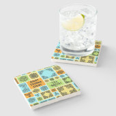 Dessous-de-verre En Pierre Premières Choses Première Pause Thé! Drôle Orange (Côté)