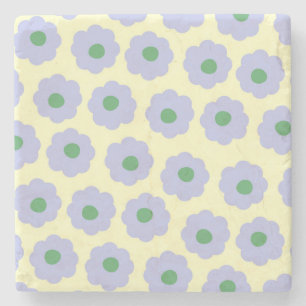 Dessous-de-verre En Pierre Preppy Blue Green mignonne Hippie Flower Motif