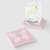 Dessous-de-verre En Pierre Pretty Girly Pink Butterfly Wings   (Côté)