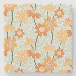 Dessous-de-verre En Pierre Pretty retro muted 1970 s flowers