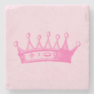 Dessous-de-verre En Pierre Princesse magenta Crown sur l'arrière - plan rose