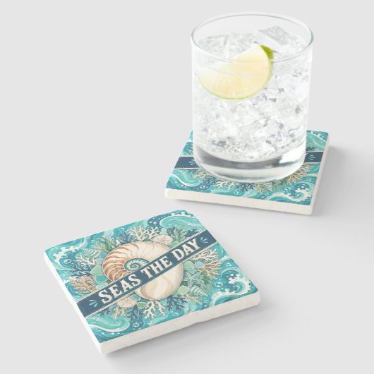 Dessous-de-verre En Pierre Profitez de la Mer (Côté)