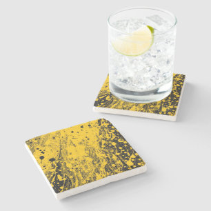 Dessous-de-verre En Pierre Projections de peinture noire et jaune