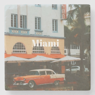 Dessous-de-verre En Pierre Promenade océanique de Miami Souvenir de voyage