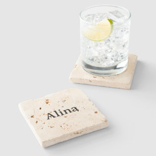 Dessous-de-verre En Pierre Promotion de la marque 4" x 4" Travertine