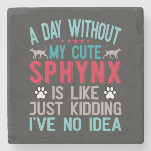 Dessous-de-verre En Pierre Propriétaire Canadien De Chat Sphynx Sans Cheveux  (Devant)