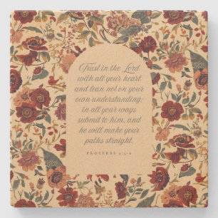 Dessous-de-verre En Pierre Proverbes 3:5–6 Ayez confiance dans le Seigneur Fl