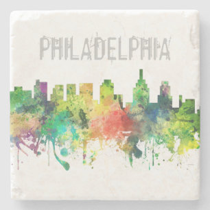 DESSOUS-DE-VERRE EN PIERRE PS D'HORIZON DE PHILADELPHIE PENNSYLVANIE -