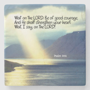 Dessous-de-verre En Pierre Psaume 27:14 Attendez sur l'Eternel Bible Verse Oc