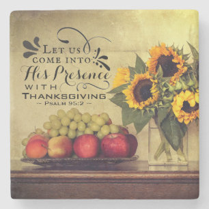 Dessous-de-verre En Pierre Psaume 95:2 En sa présence avec Thanksgiving