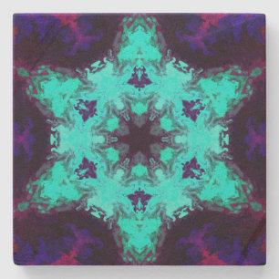 Dessous-de-verre En Pierre Psychédélique Mandala Flower bleu et violet