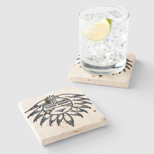 Dessous-de-verre En Pierre Pueblo Sun Native American (Côté)