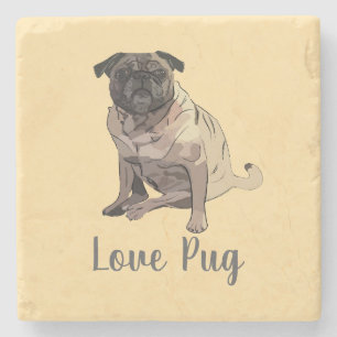 Dessous-de-verre En Pierre Pug d'amour