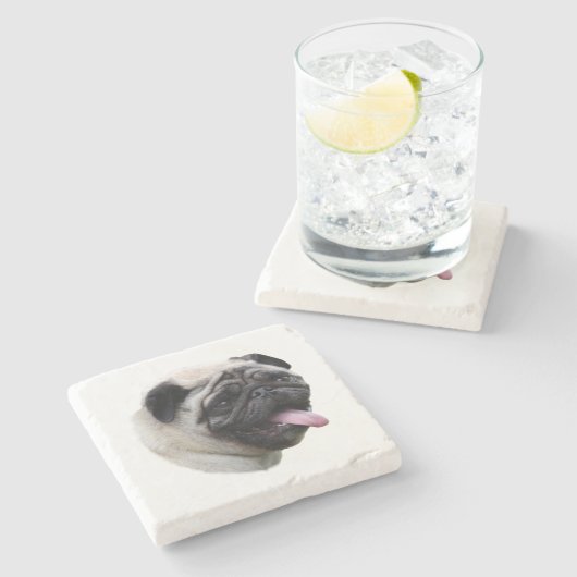 Dessous-de-verre En Pierre Pug dog pet photo (Côté)