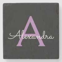 Purple Black Script Girl Nom du monogramme