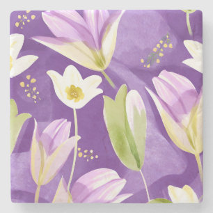 DESSOUS-DE-VERRE EN PIERRE PURPLE FLORAL ABSTRAIT MODERN DESIGN