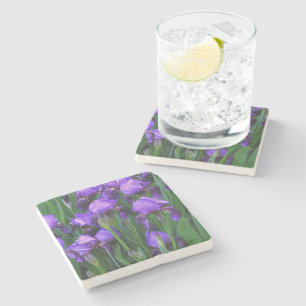 DESSOUS-DE-VERRE EN PIERRE "PURPLE IRIS" /MARBRE, DESSOUS DE VERRE REMBOURSÉ