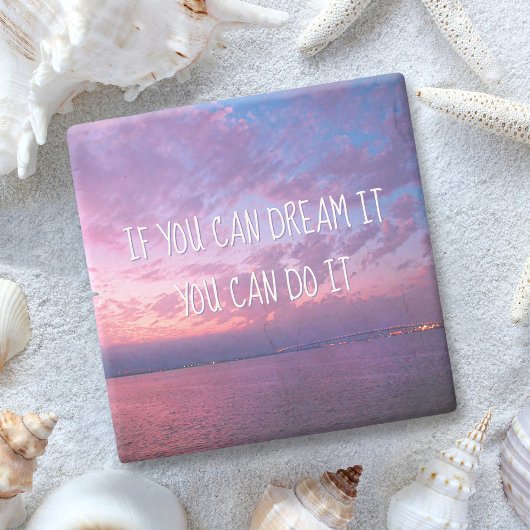 Dessous-de-verre En Pierre Purple Ocean Sunset Photo Dream It Do It Citation