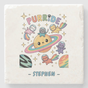 Dessous-de-verre En Pierre Purride Space Cats - Kawaii Astronaut Cats