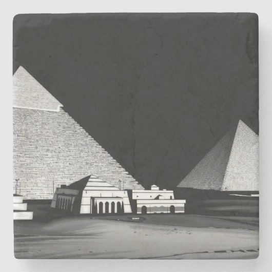 Dessous-de-verre En Pierre Pyramides noires et blanches (Devant)