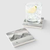 Dessous-de-verre En Pierre Pyramides noires et blanches (Côté)