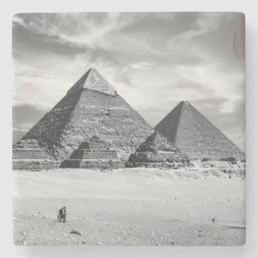 Dessous-de-verre En Pierre Pyramides noires et blanches (Devant)