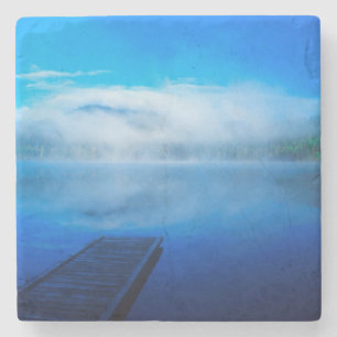 Dessous-de-verre En Pierre Quai sur un lac calme et brumeux, Californie
