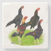 Dessous-de-verre En Pierre Quartet de jeu oriental Fowl (Devant)